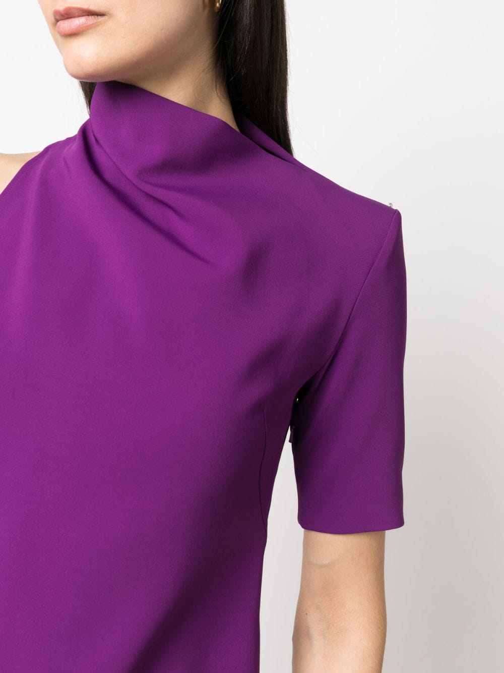 Shop Sportmax Asymmetric One-shoulder Minidress In Purple