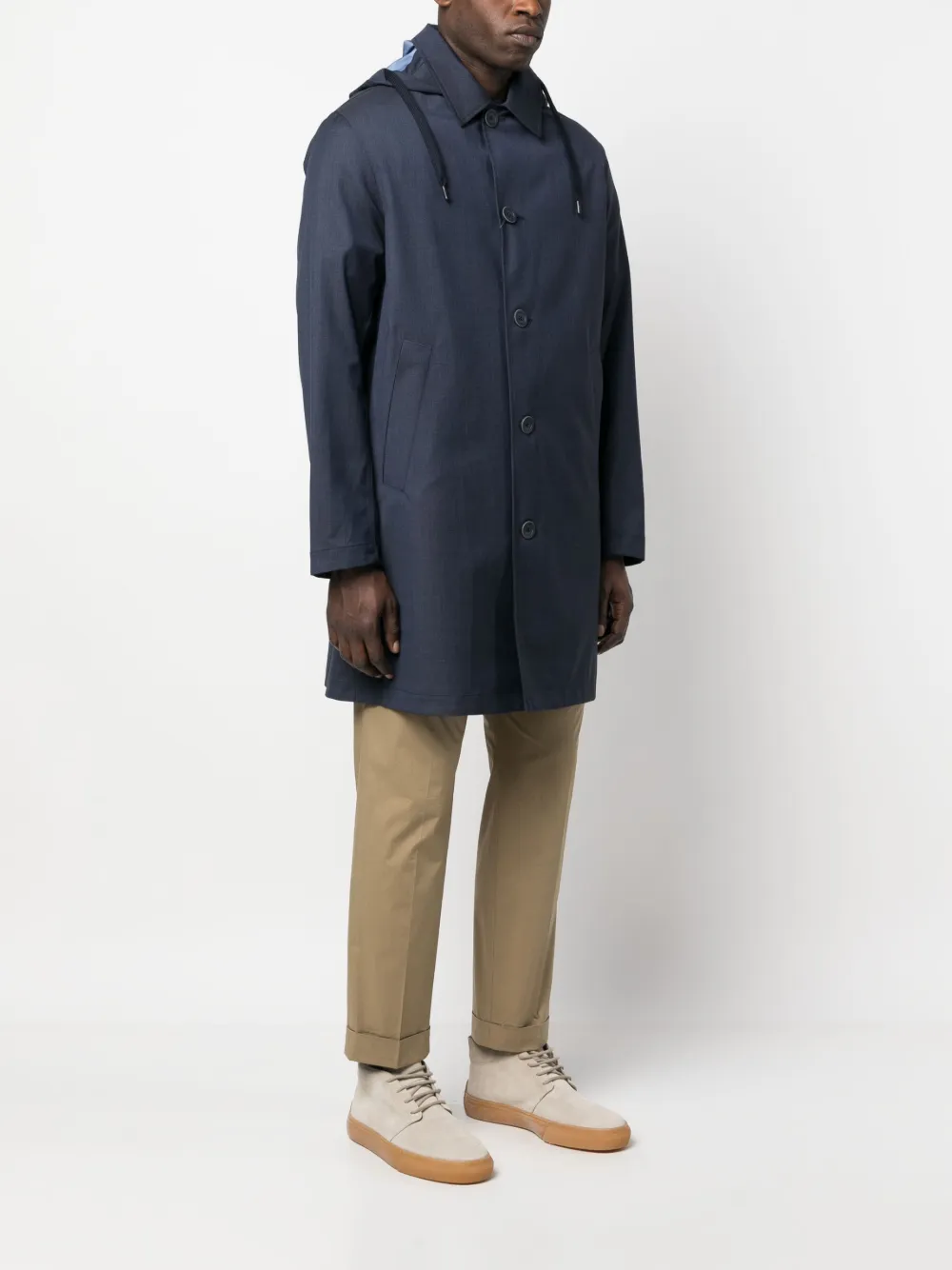  Herno Parka Con Botones - Azul 