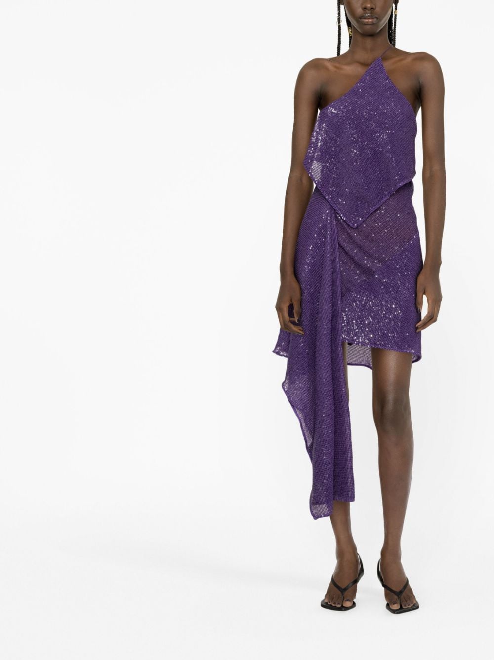 Shop Gauge81 Metz Sequined Draped Minidress In Violett