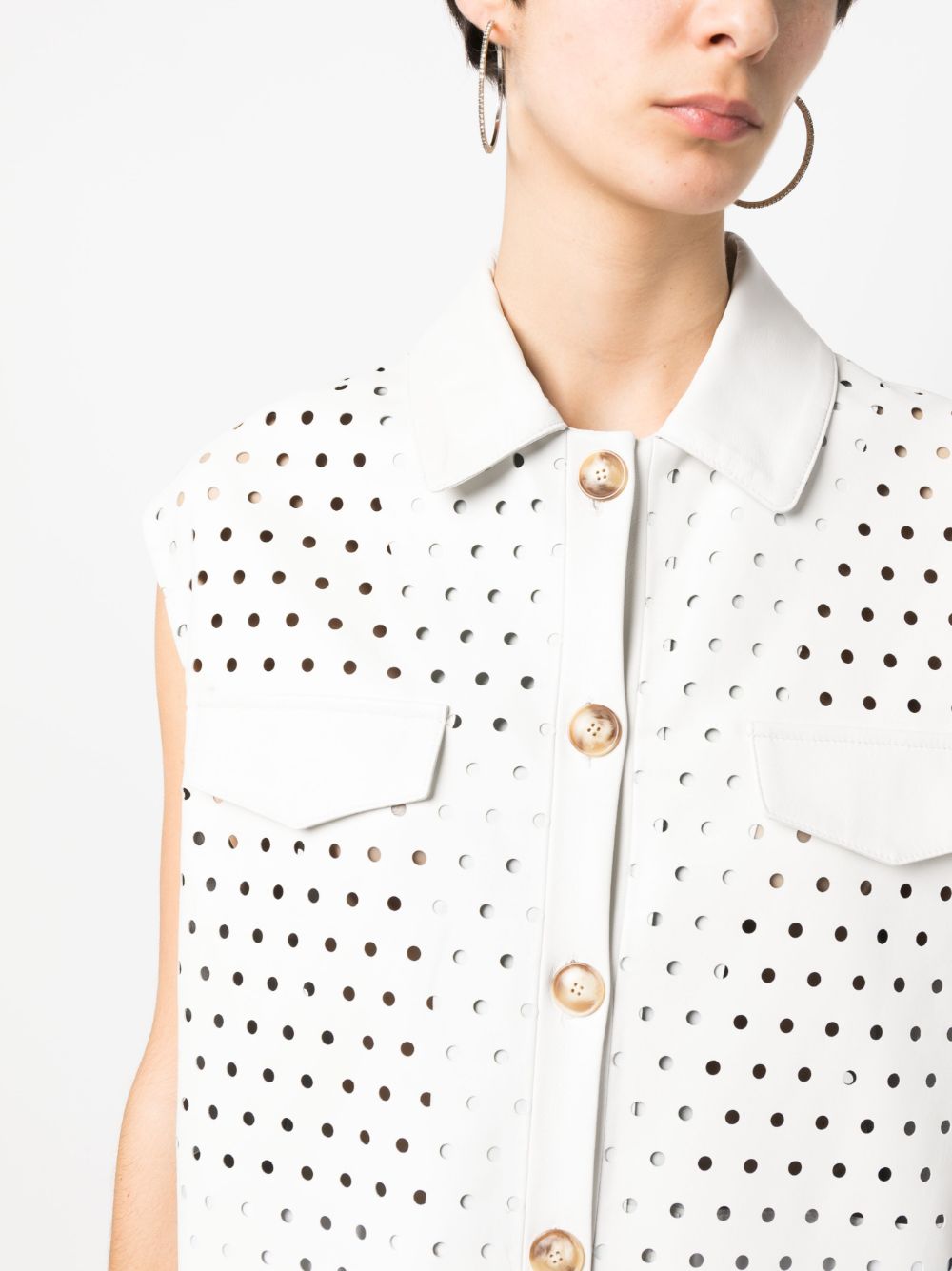 Shop Simonetta Ravizza Perforared Leather Vest In White