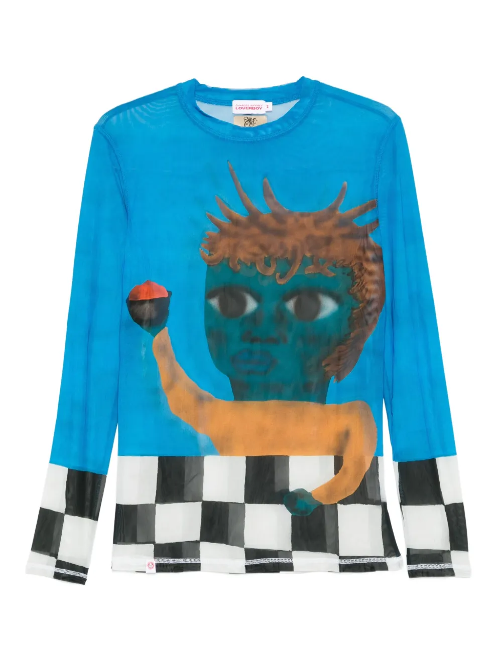 Charles Jeffrey Loverboy Powermesh long-sleeve T-shirt | Blue | Image 1