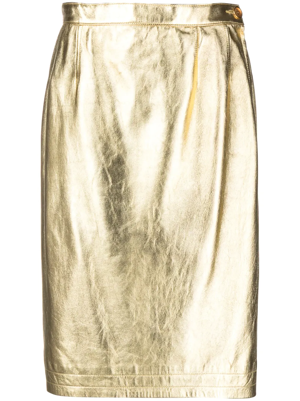 Image 1 of Saint Laurent Pre-Owned 1980s straight-cut metallic leather skirt