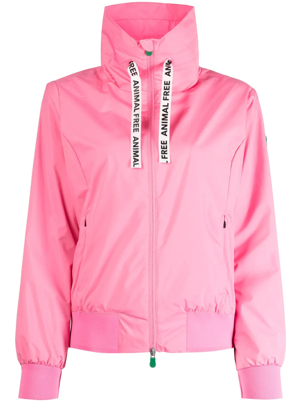 Save The Duck logo-patch ribbed jacket - Pink