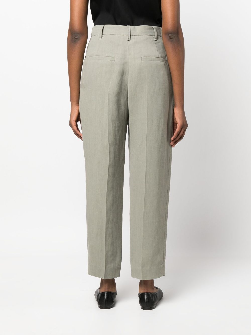 Shop Brunello Cucinelli High-waisted Trousers In Green