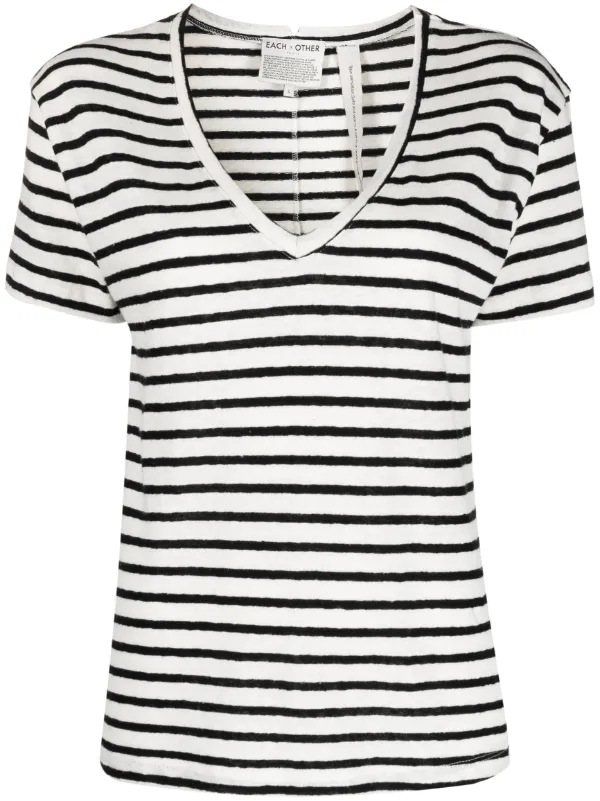 White t shirt with deals black stripes