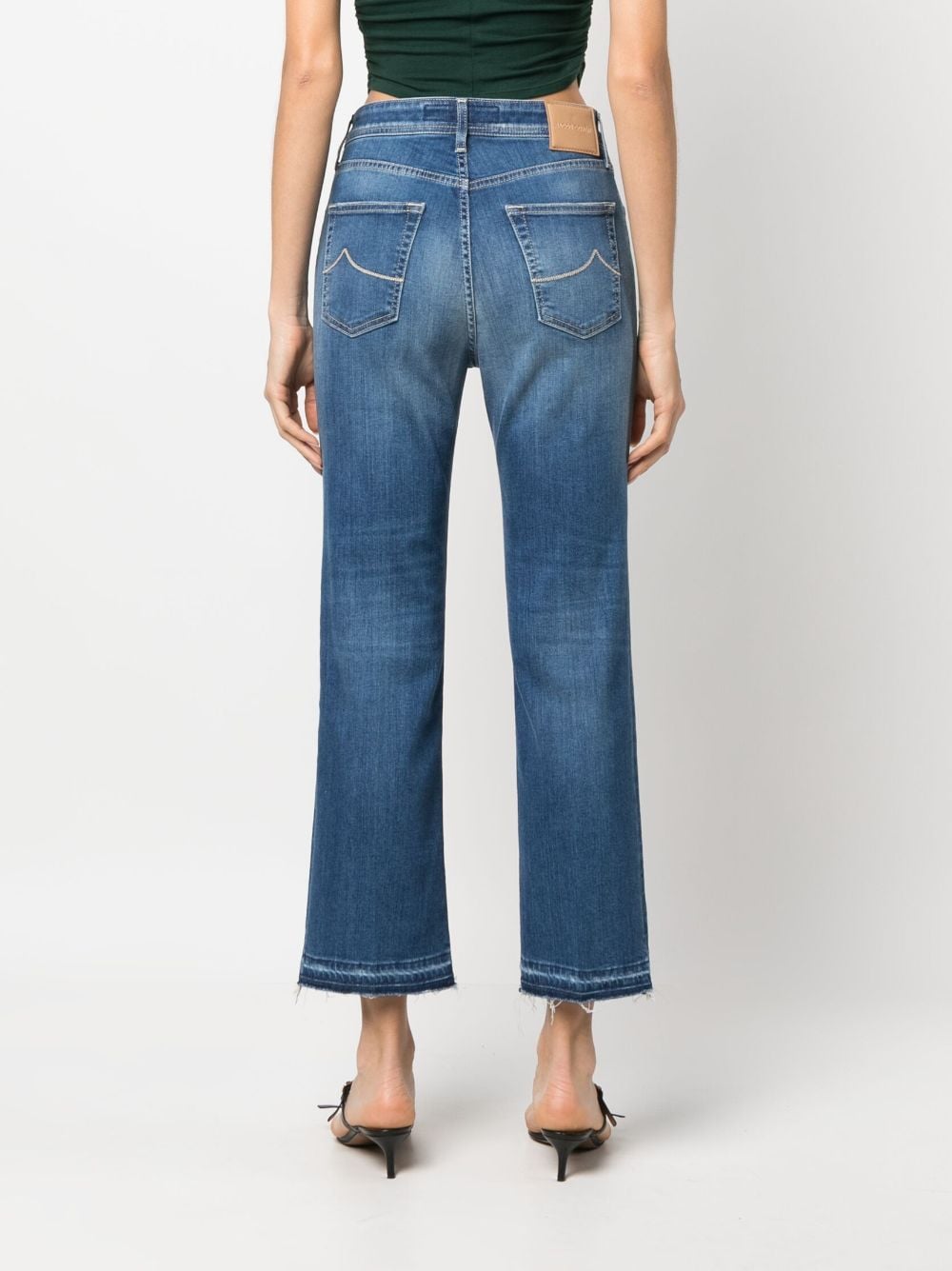 Shop Jacob Cohen Raw-edge Cropped Jeans In Blau