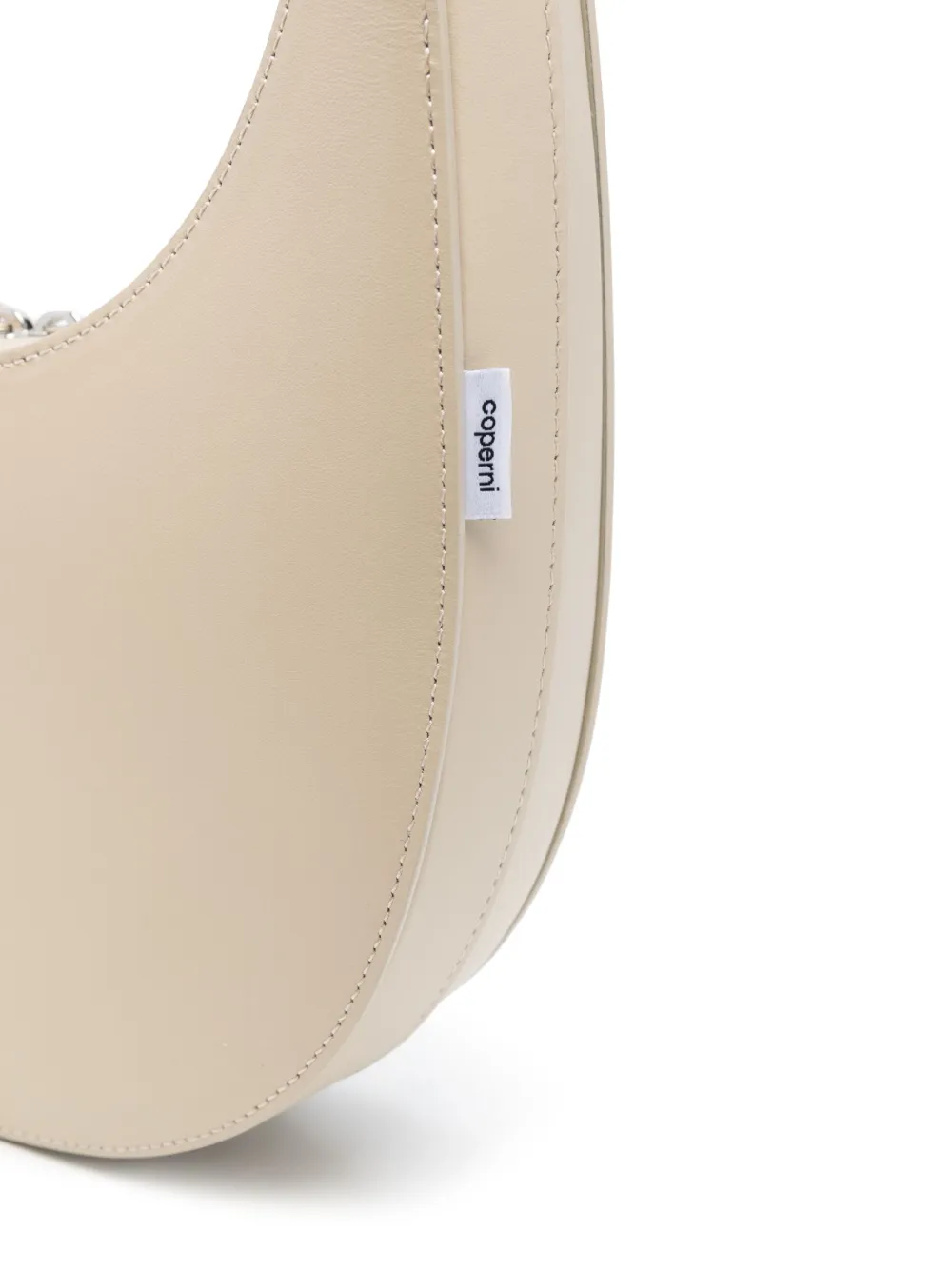 Shop Coperni Curved Leather Shoulder Bag In Nude