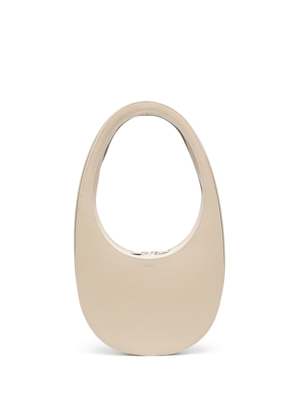 Shop Coperni Curved Leather Shoulder Bag In Nude