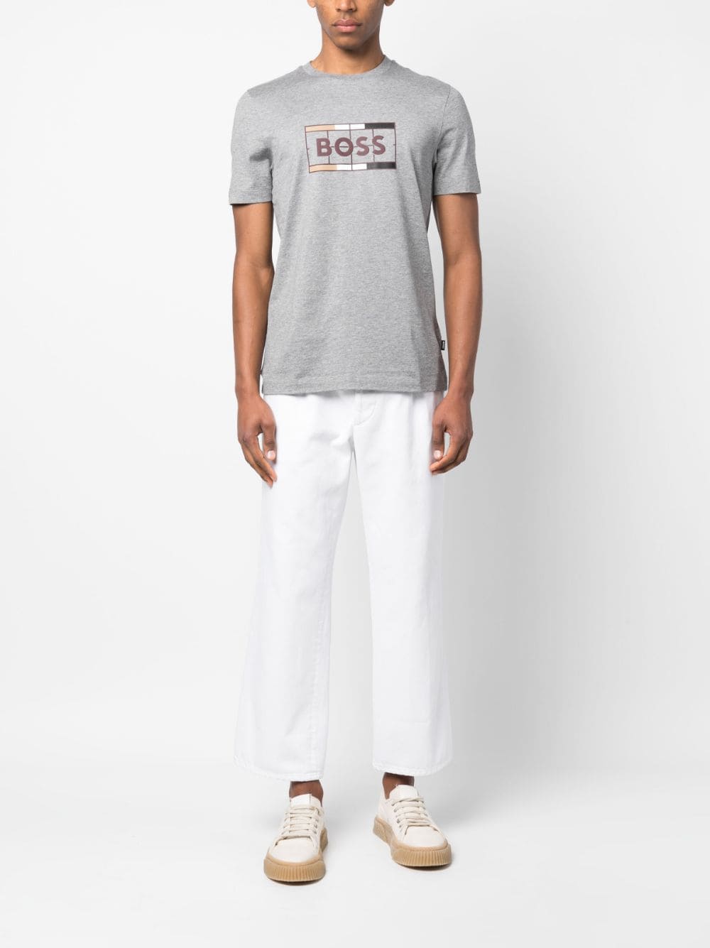 BOSS T-shirt met logoprint - Grijs