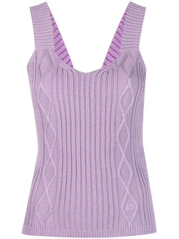 Jacob Cohën Logo-embroidered Cable-knit Tank Top in Purple