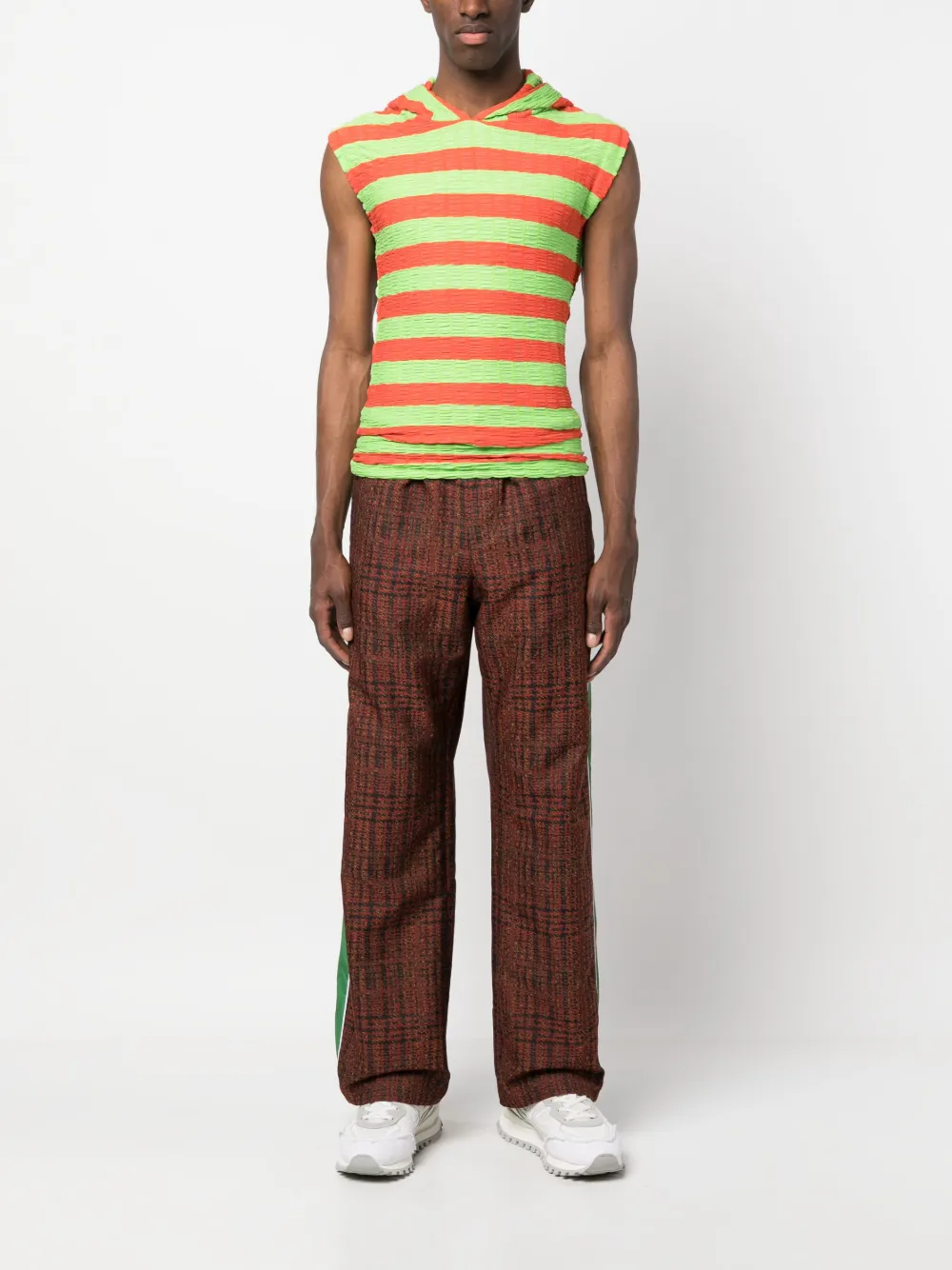 Sunnei Stripped Sleeveless Sweatshirt In Orange