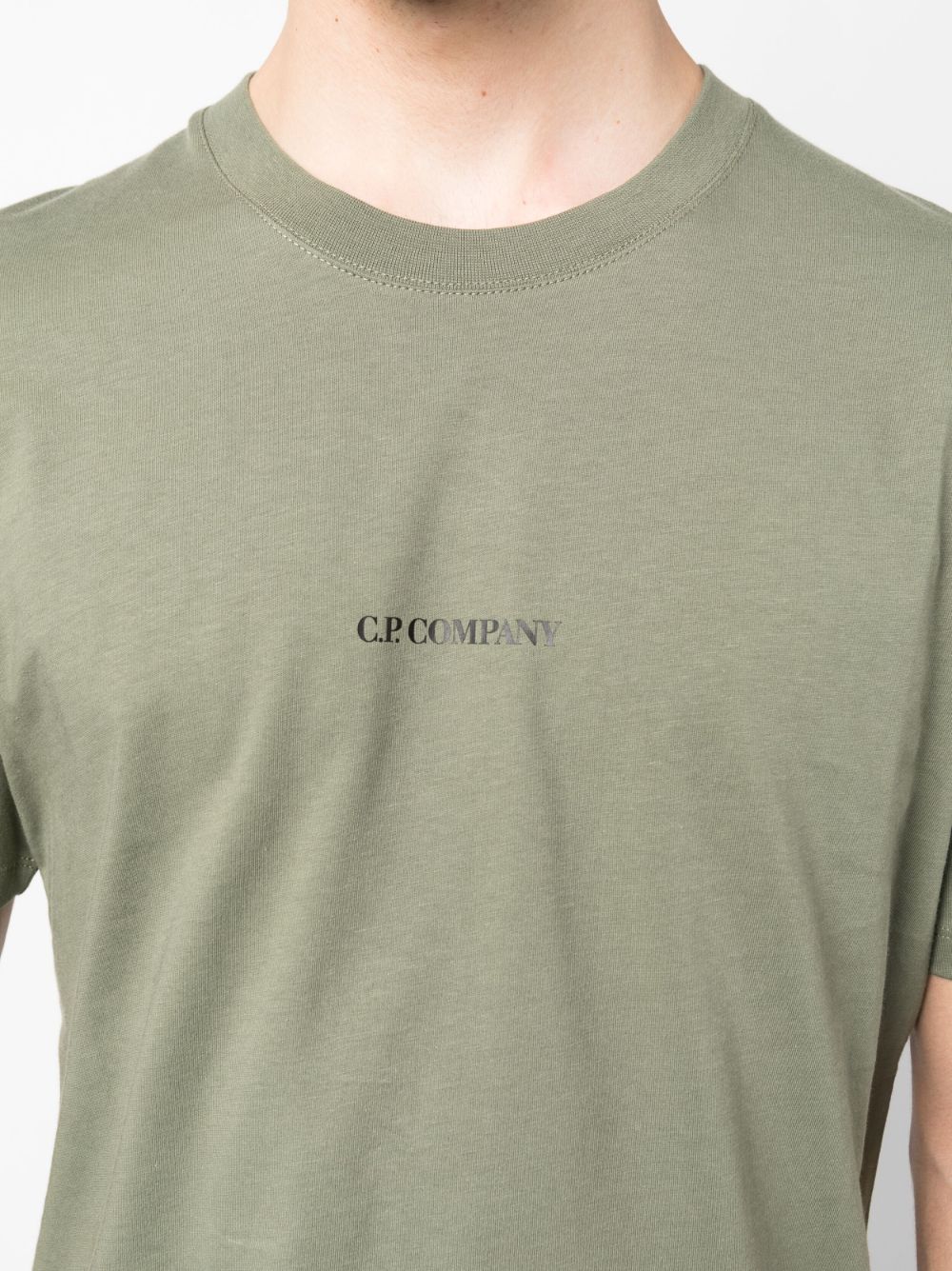 Shop C.p. Company Logo Print Cotton T-shirt In Green