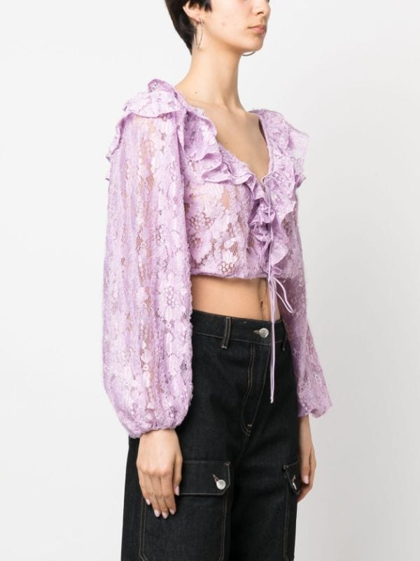 For Love And Lemons floral-lace Ruffled Blouse - Farfetch