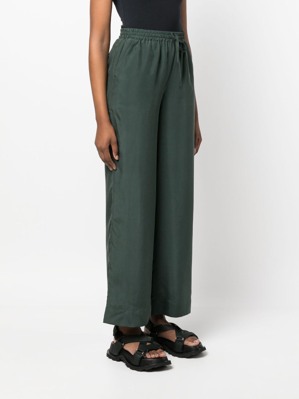 Shop P.a.r.o.s.h High-waist Silk Trousers In Grün