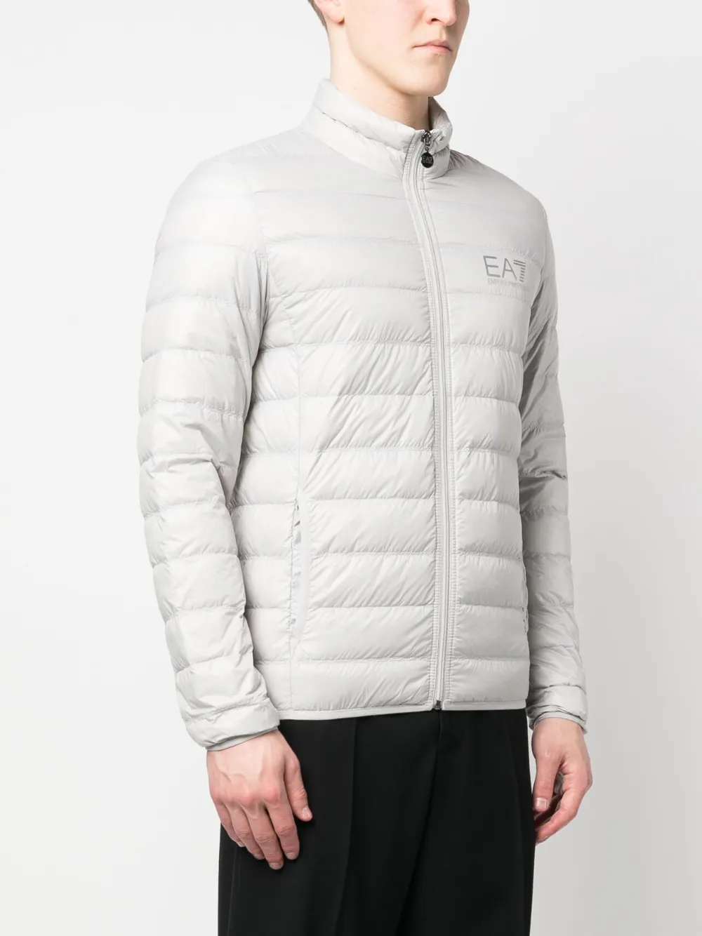 Ea7 Short Down Jacket In Grey