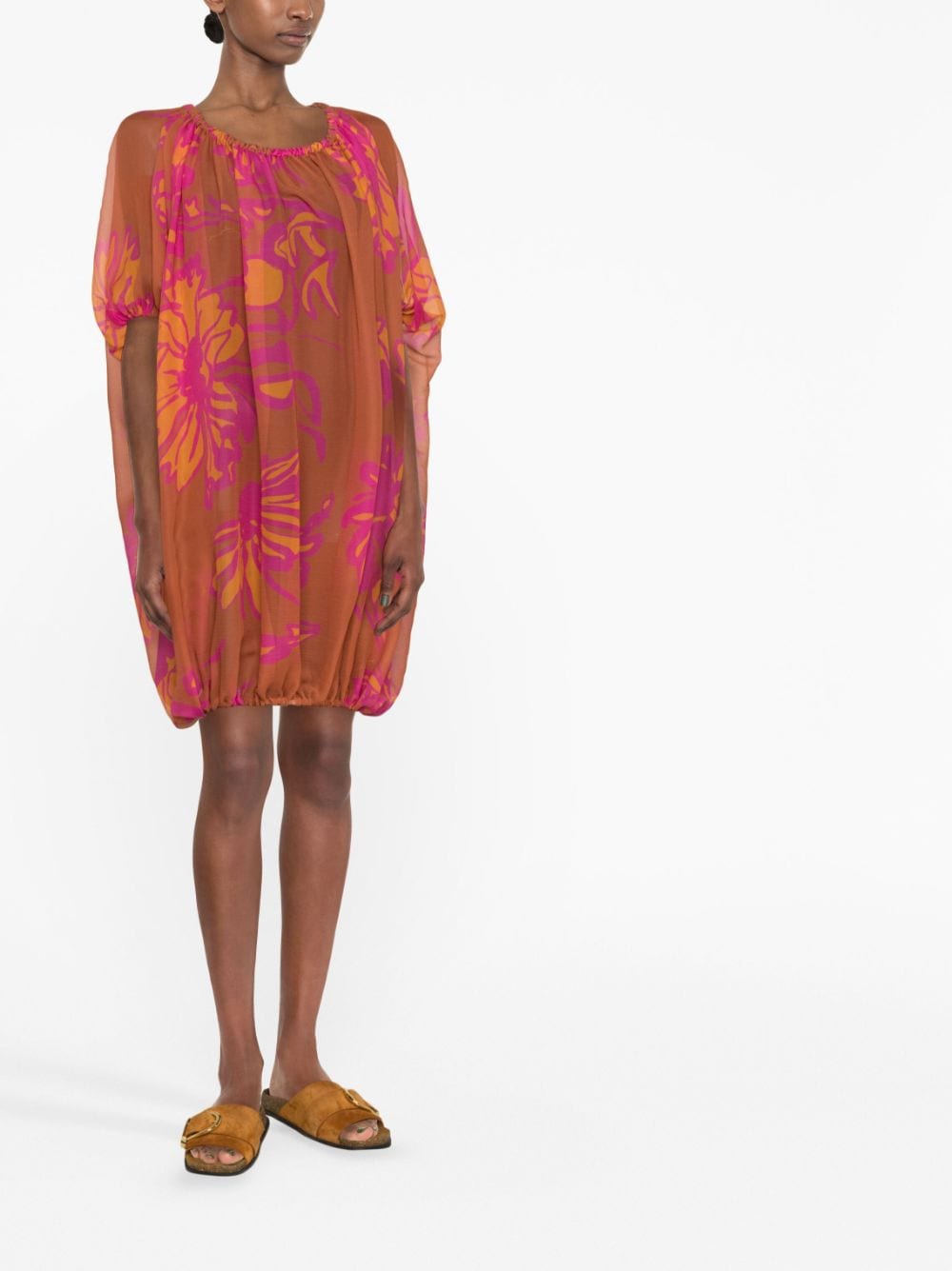 Gianluca Capannolo Midi-jurk met bloemenprint - Oranje