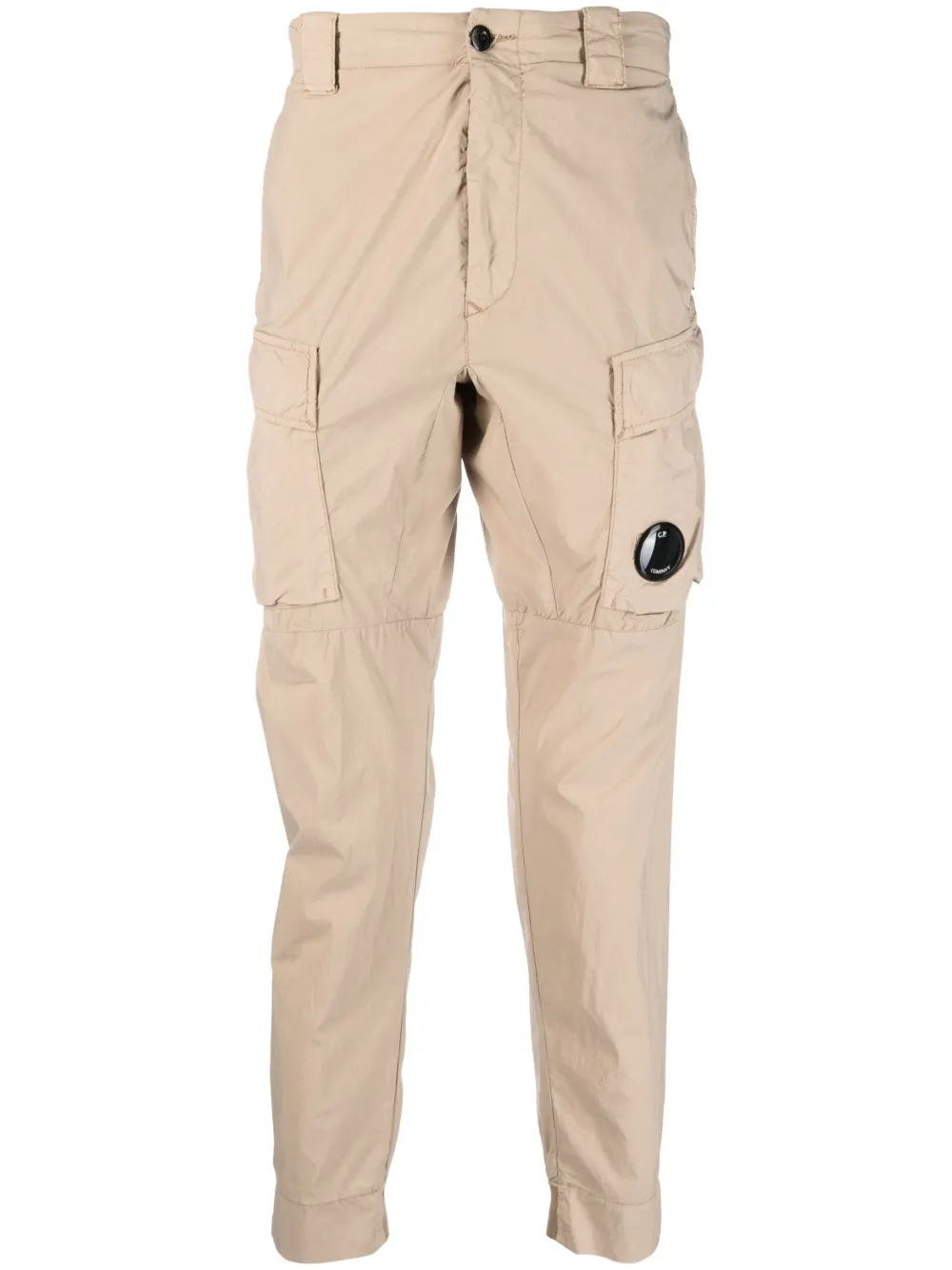 C.P. Company logo-patch tapered trousers - Neutrals