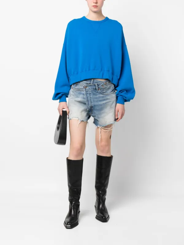 R13 Crossover Distressed Denim Shorts - Farfetch