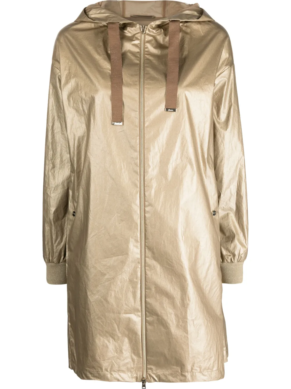 Herno Hooded Parka Coat In Beige