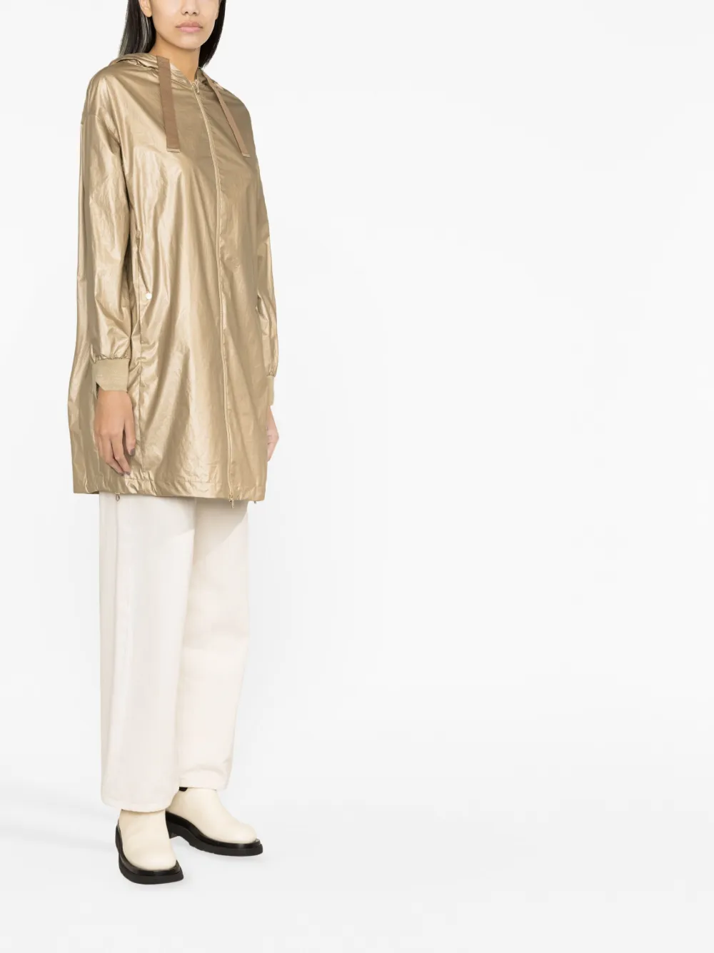 Herno Drawstring Hooded Parka In Gold