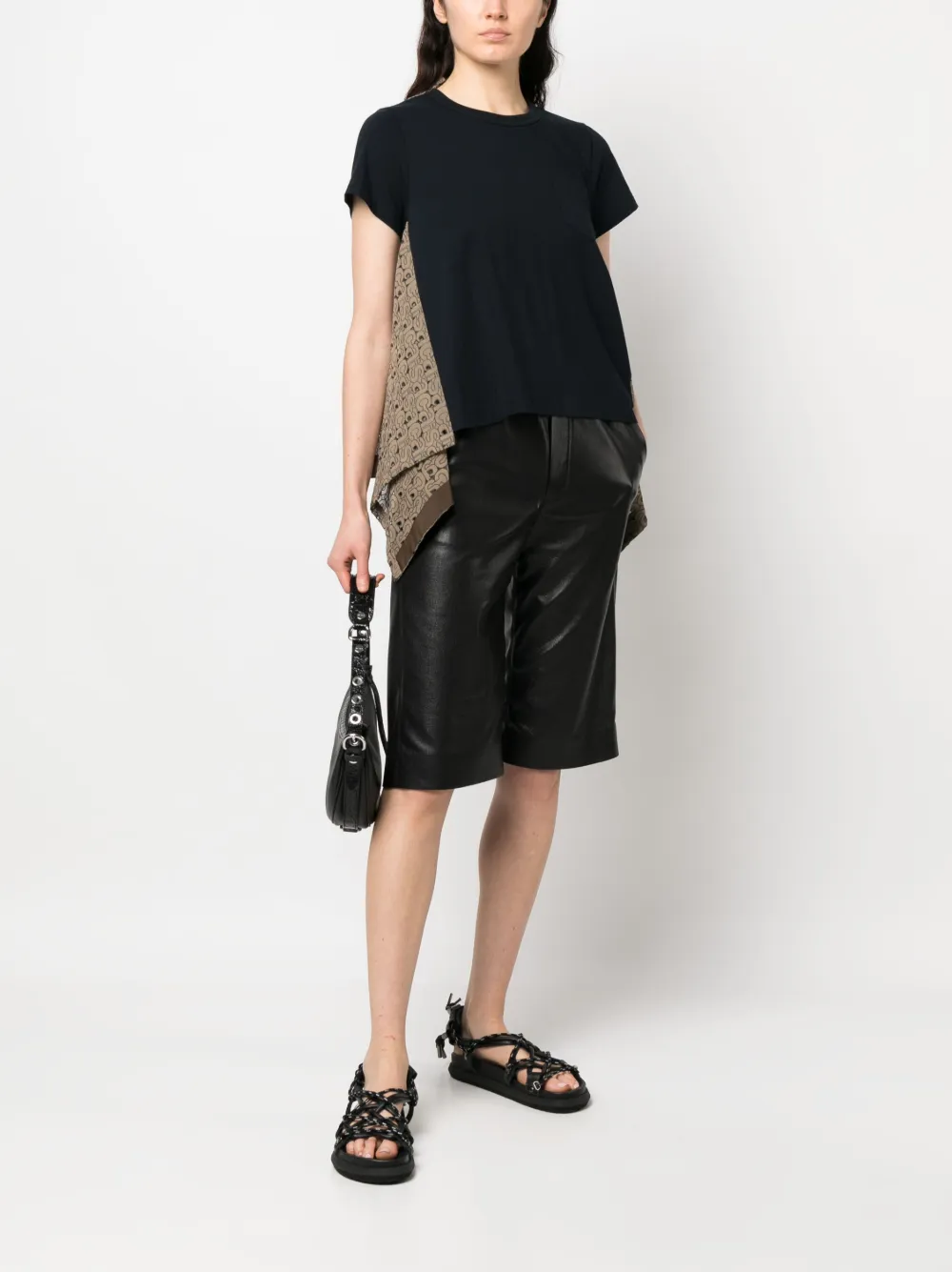 sacai Asymmetrisch T-shirt - Zwart