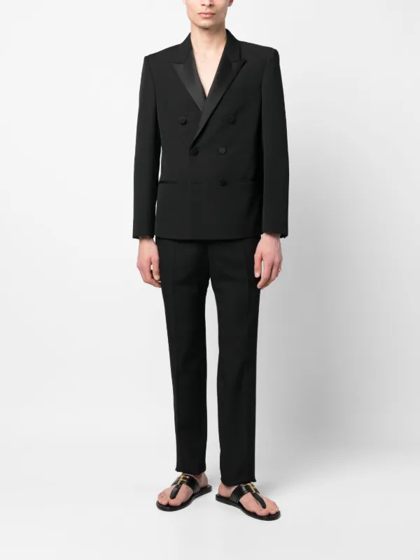 Saint Laurent センタープレス ストレートパンツ | ブラック | FARFETCH JP