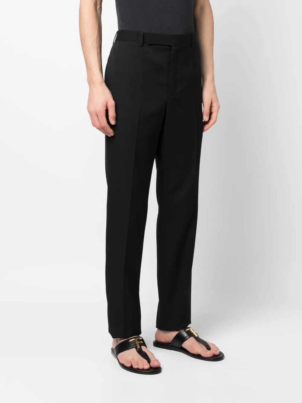 Saint Laurent Pressed-crease Straight-leg Trousers In Schwarz