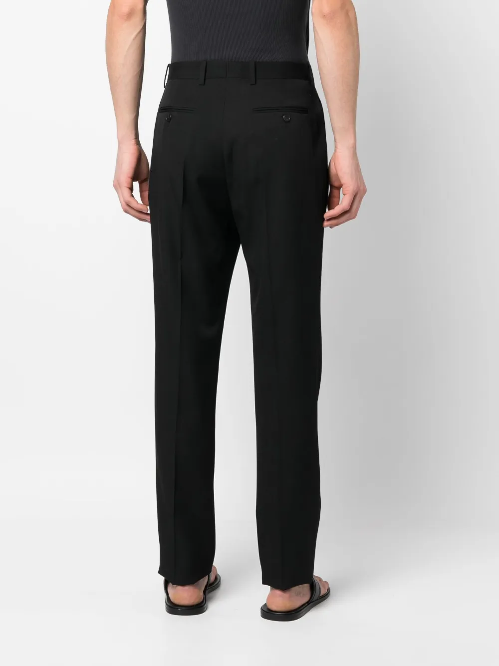Saint Laurent Pressed-crease Straight-leg Trousers In Schwarz