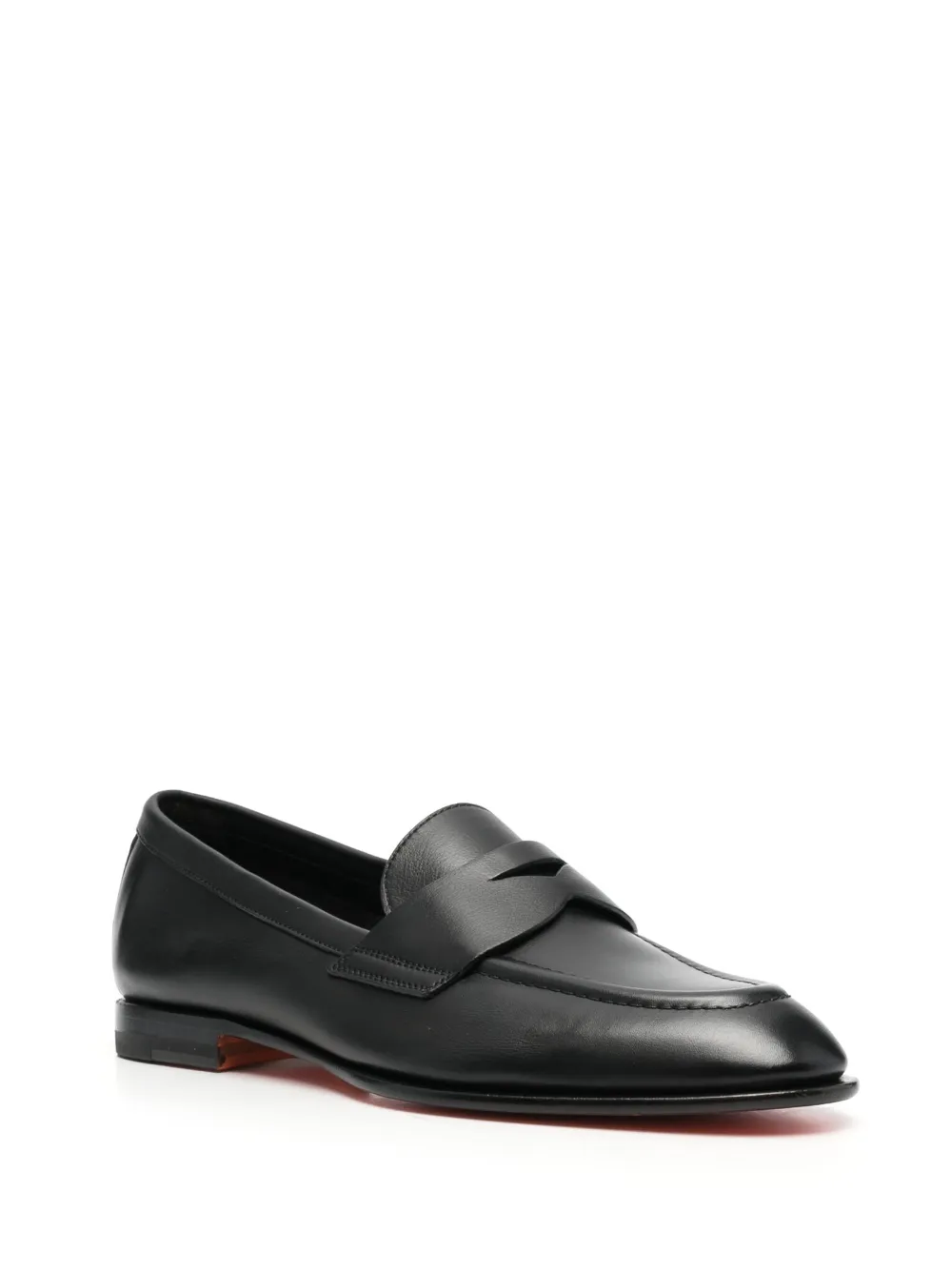Santoni Leren loafers - Zwart