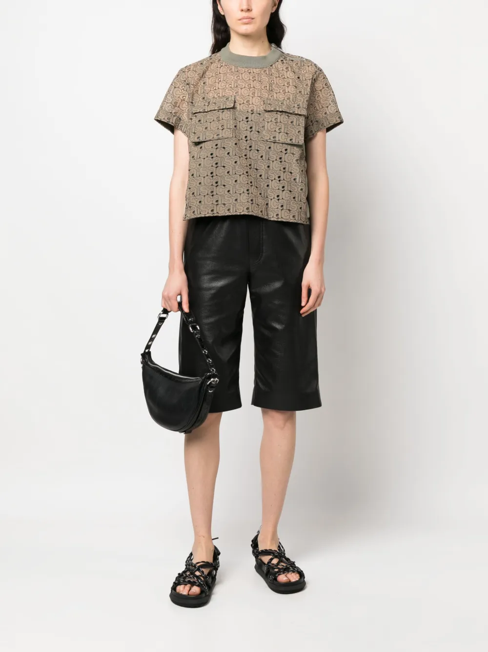 sacai T-shirt met uitgesneden detail - Groen