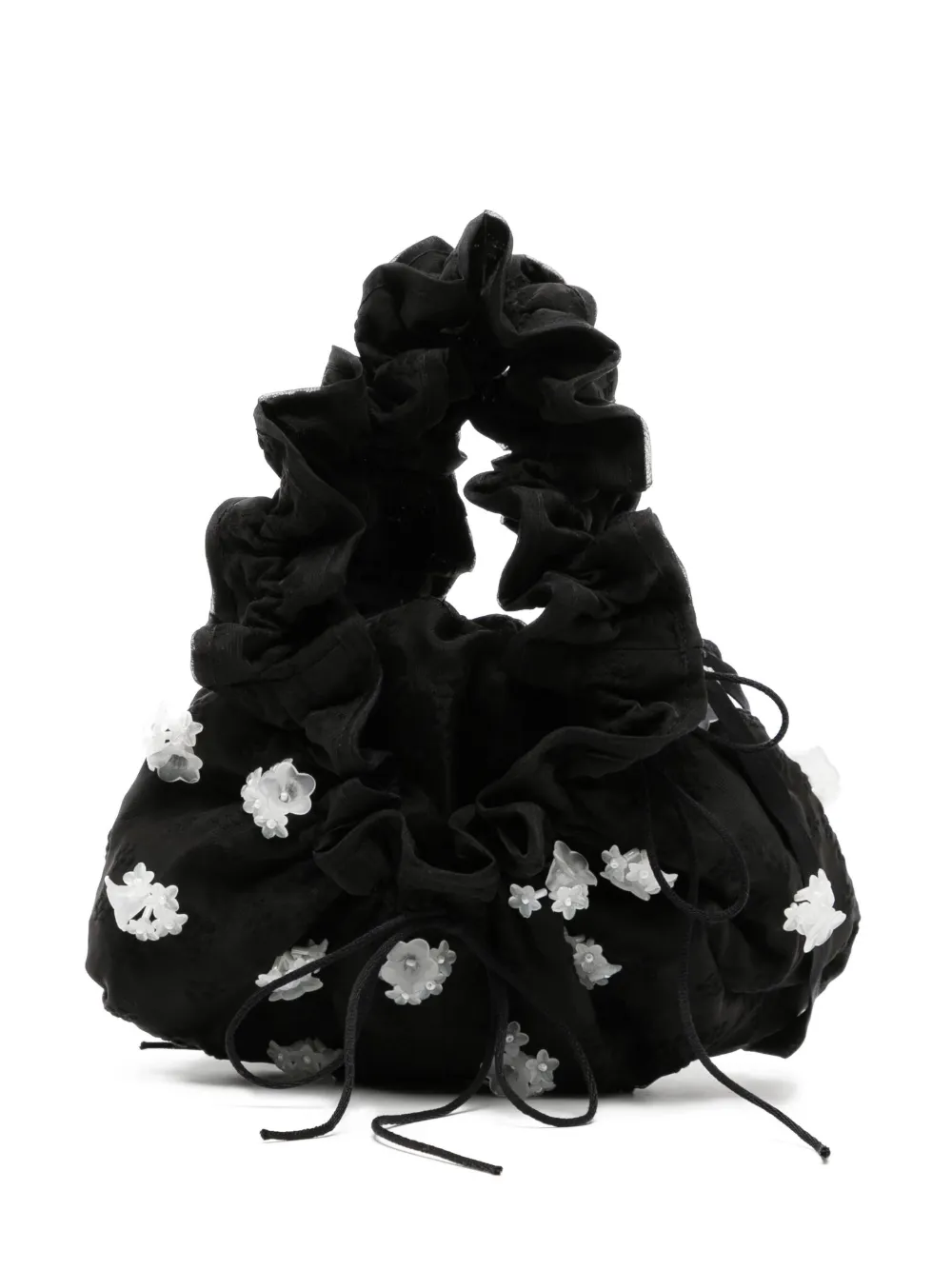 Cecilie Bahnsen Mini Kiku Floral-detail Bag In Black