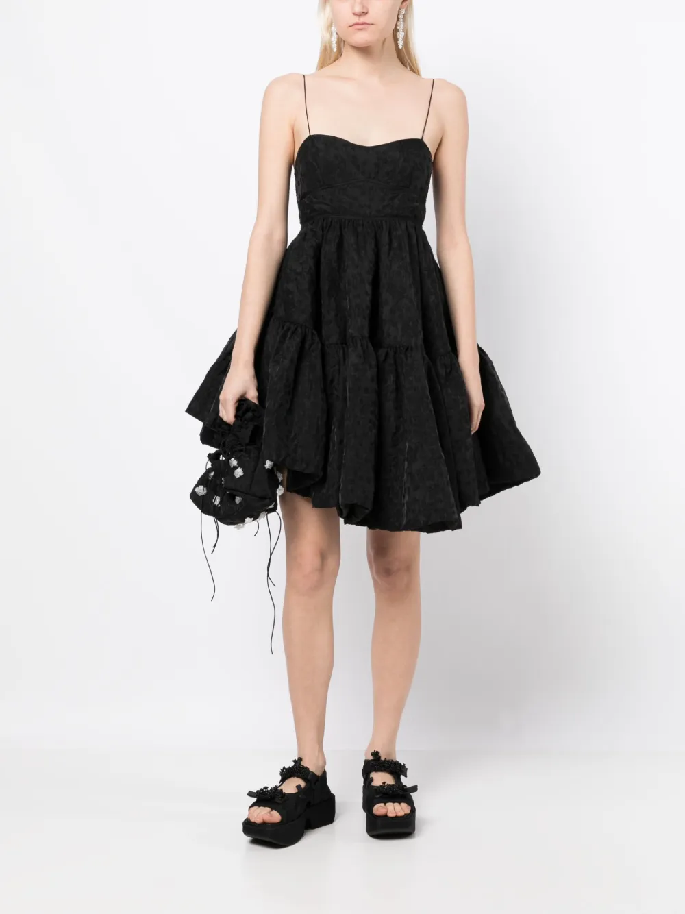 Cecilie Bahnsen Mini-jurk met cloqué-effect - Zwart