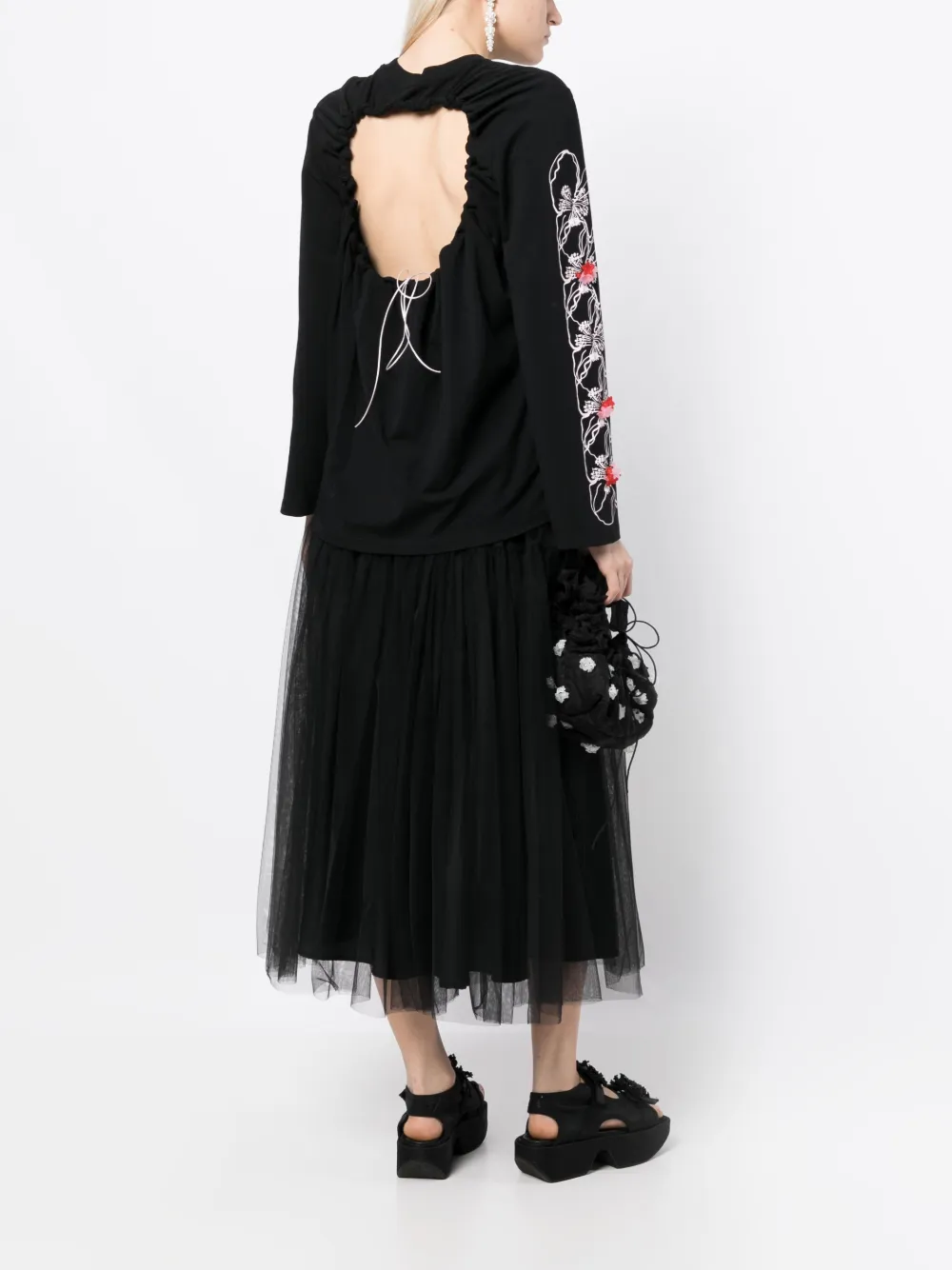 Cecilie Bahnsen T-shirt met open rug - Zwart