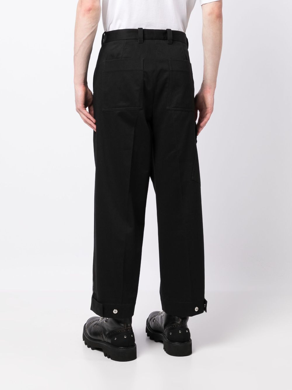Shop Oamc Pressed-crease Straight Trousers In Black