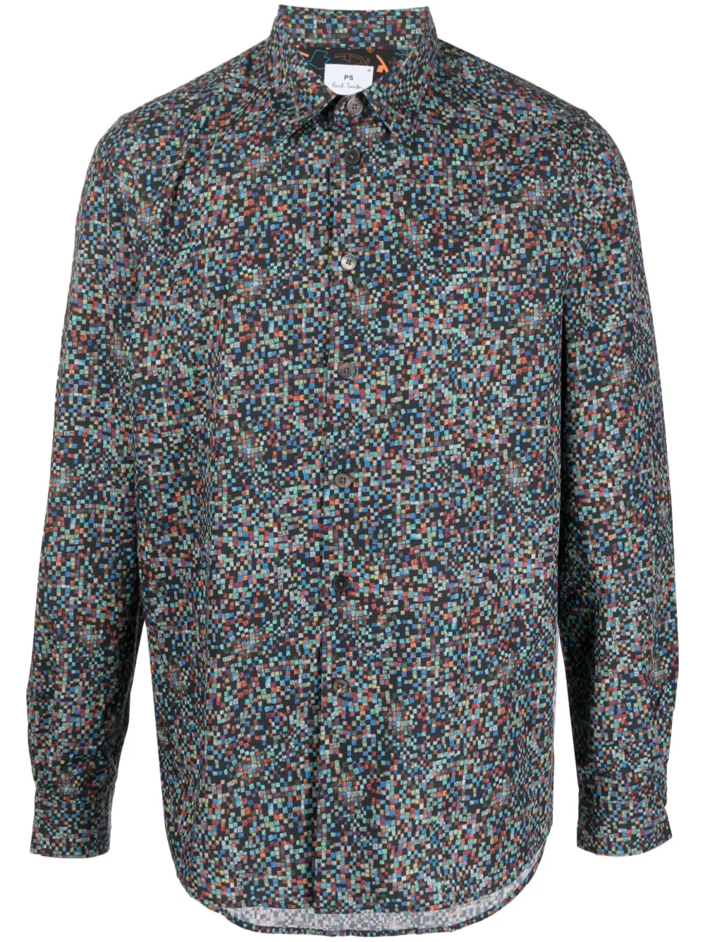 PS Paul Smith pixelated-print cotton shirt - Black