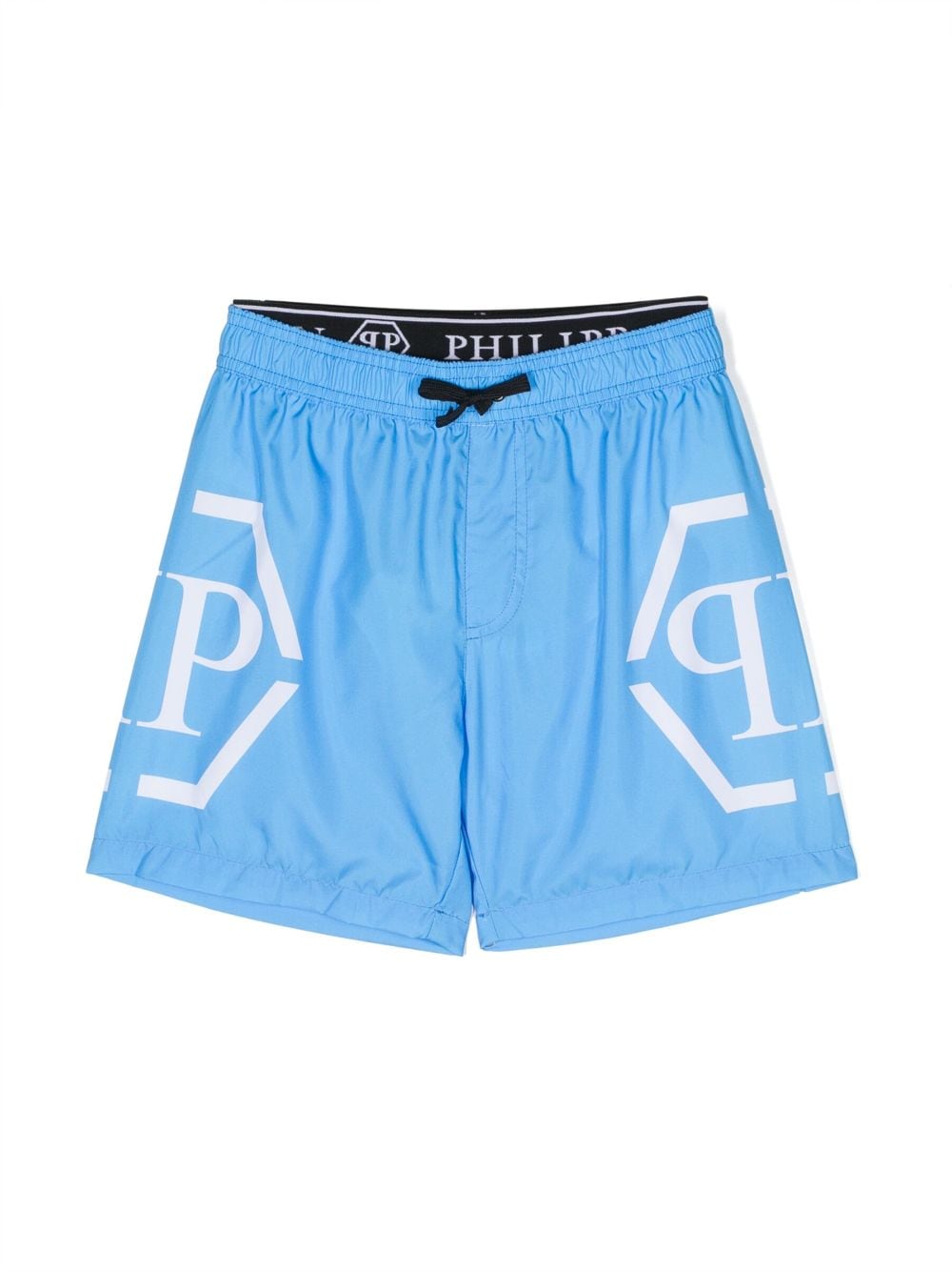 Philipp Plein Junior Kids' Logo-waistband Swim Shorts In Blue