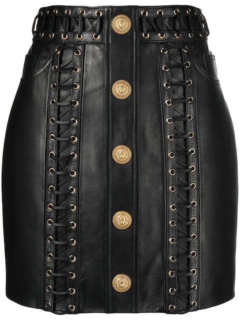 Balmain юбка мини с люверсами