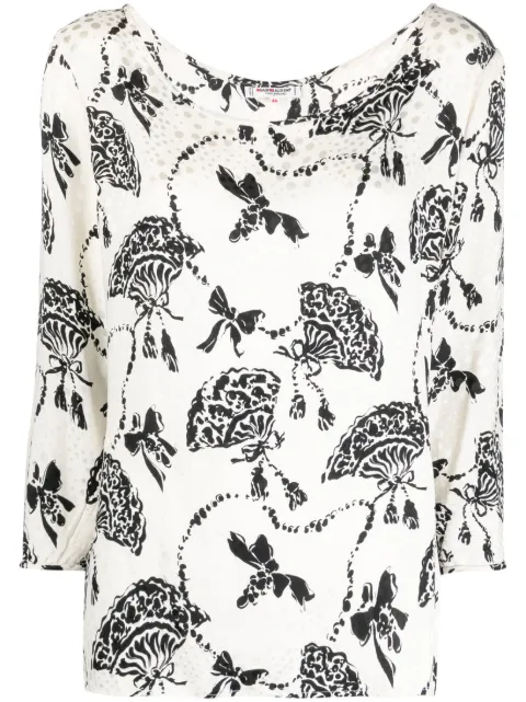 Saint Laurent Pre-Owned blusa de seda con estampado de ramos 1980