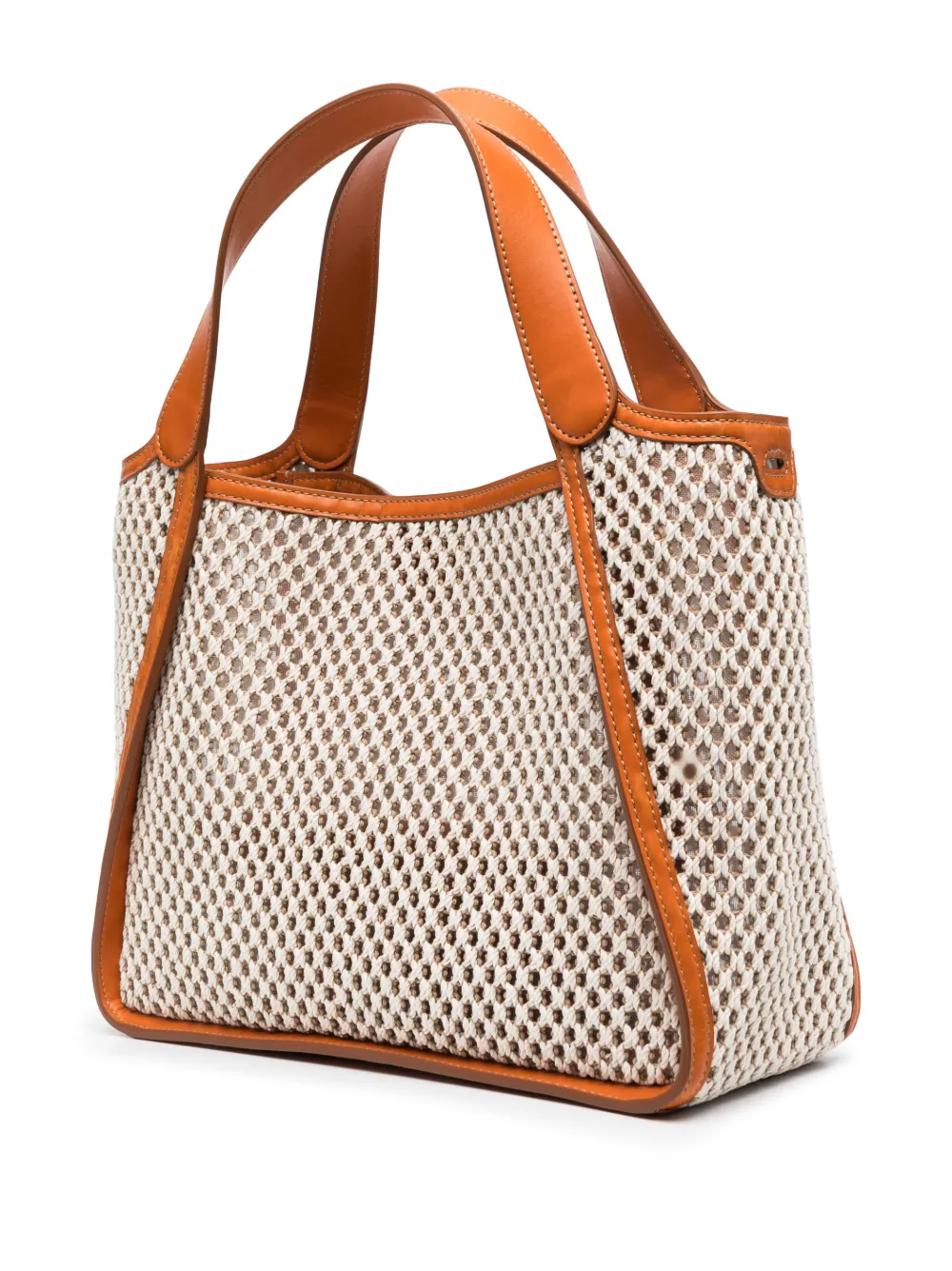 Stella Mccartney Embroidered-logo Rope Tote Bag In Brown