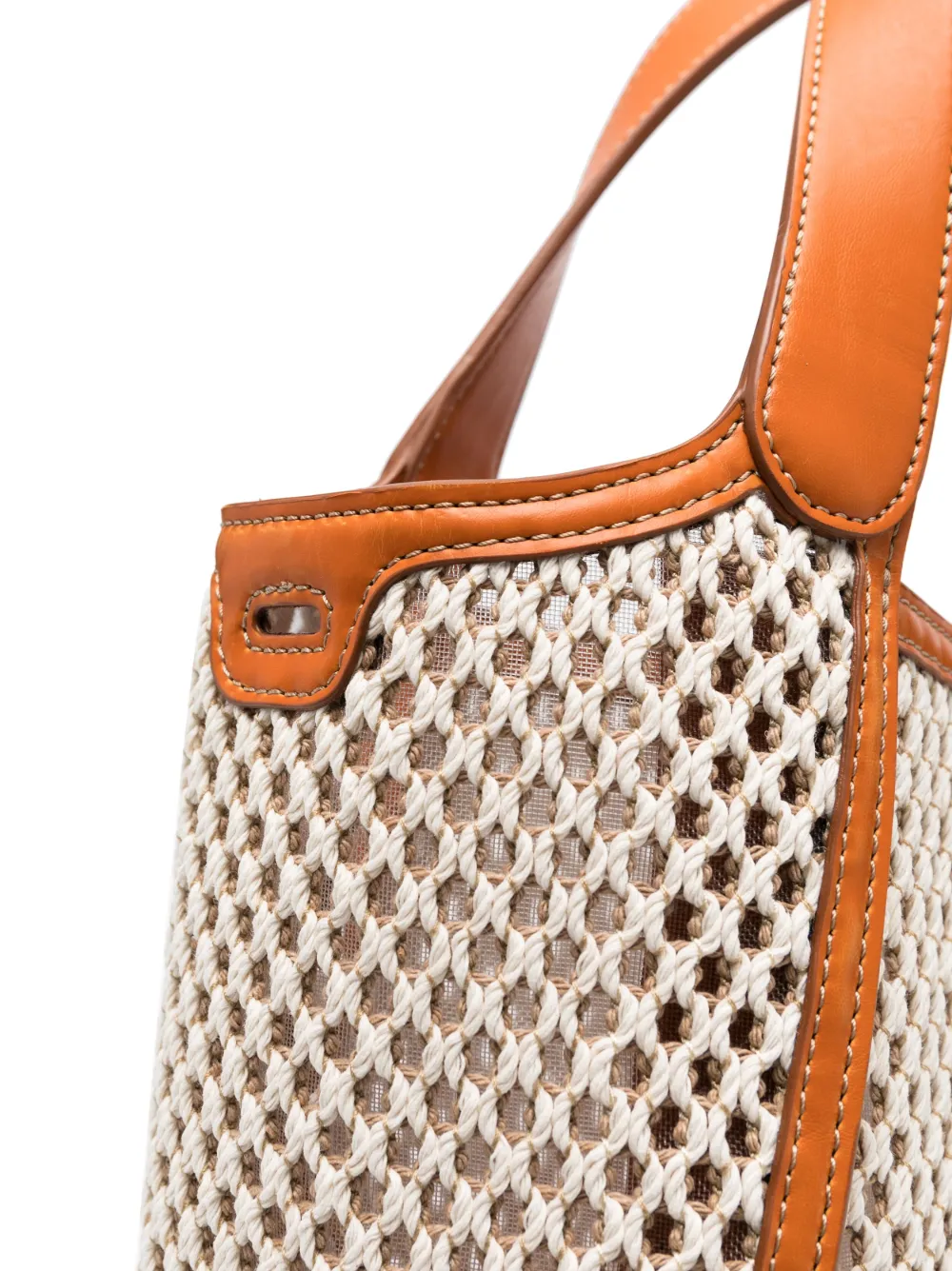 Stella Mccartney Embroidered-logo Rope Tote Bag In Brown