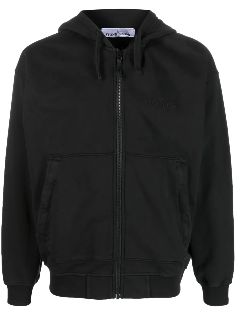 Stone Island Cotton Zipup Hoodie In Black ModeSens