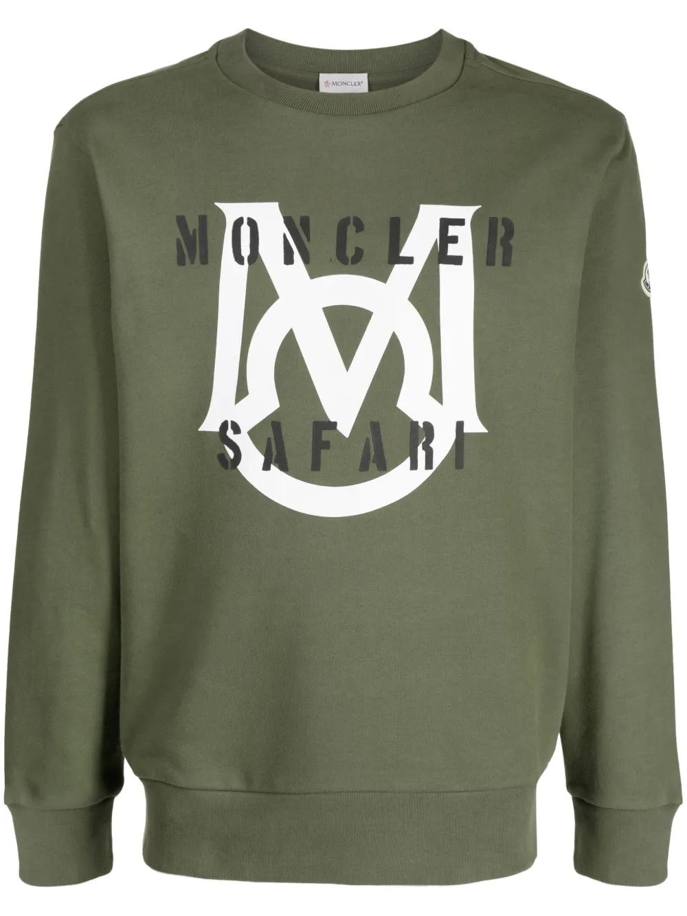 Moncler Logo-appliquéd Printed Cotton-jersey Sweatshirt In Grün