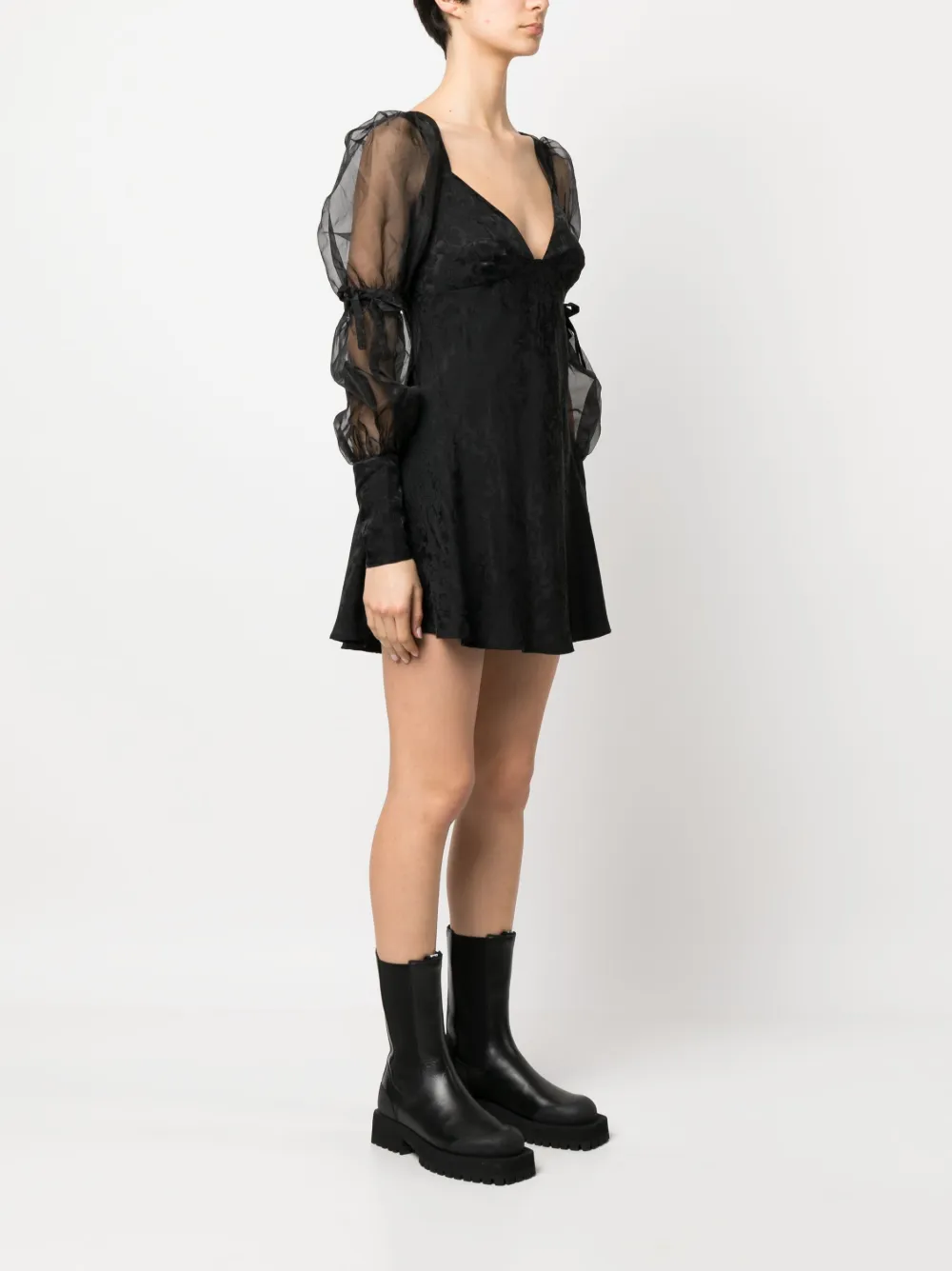 For Love And Lemons Mini-jurk met doorzichtige mouwen Zwart
