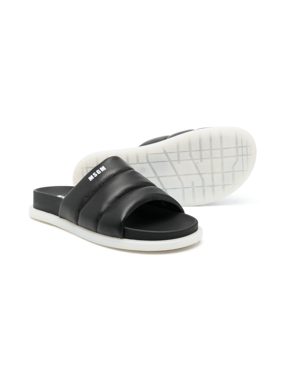 MSGM Kids Leren teenslippers - Zwart