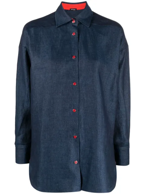 Kiton contrasting button-fastening linen shirt