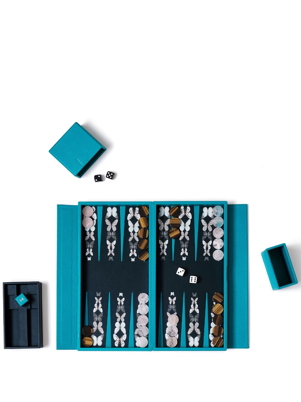 Alexandra Llewellyn Butterfly Backgammon Travel Set In Blue