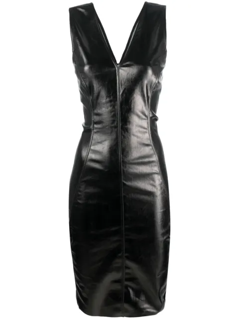 Rick Owens vestido con efecto brillante y cuello en V