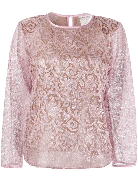 Saint Laurent Pre-Owned 1980s lurex sheer lace blouse