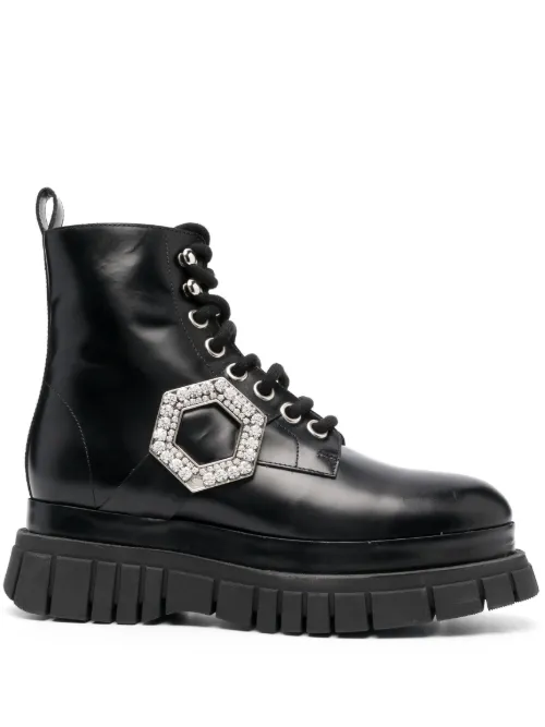 Bottines à plaque logo ornée de cristaux - Philipp Plein - Modalova
