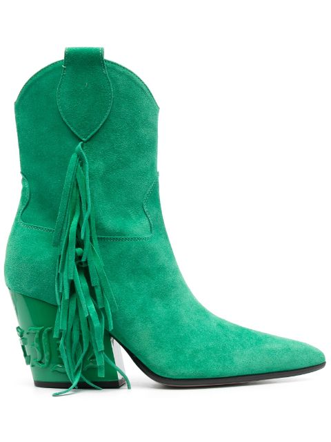 Philipp Plein 75mm fringe-detailed suede boots Women